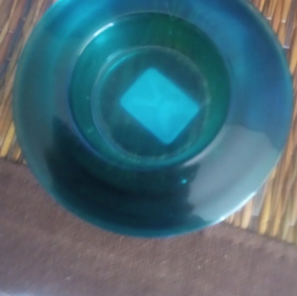 CRATE & BARREL Teal Glass Votive Candle Holders (4)